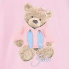 Girls Pink Teddy Hooded Dress, 1, hi-res